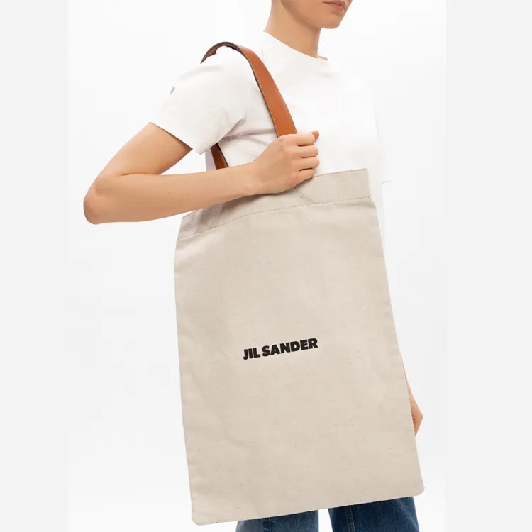 JIL SANDER Canvas Shoulder Bag Women's White-6