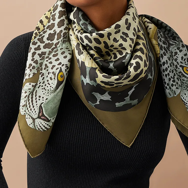 HERMES Silk Scarves Unisex Brown-1
