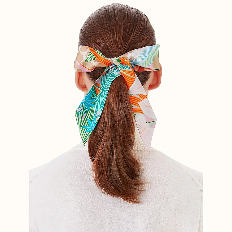 HERMES Twilly Silk Scarves Unisex Orange-1