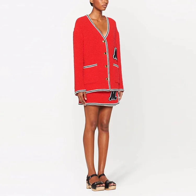 MIU MIU Bouclé V Neck Cardigan-3