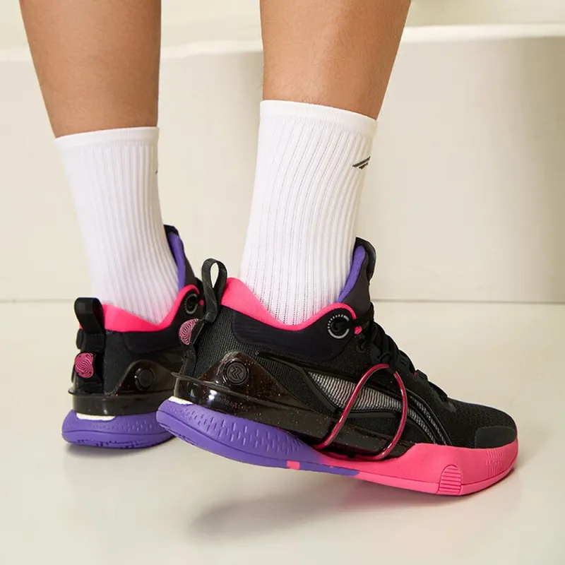 LINING Speed 8 Basketball Shoes Men Low Top Black/Pink/Purple-4