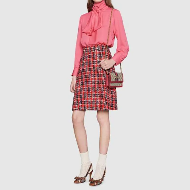 GUCCI Queen Margaret Canvas With Leather Shoulder Bag, Crossbody Bag Mini Women's Ebony/Red-5