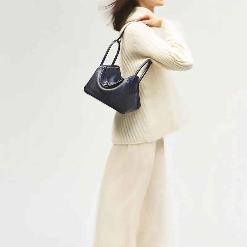 HERMES Lindy TC Leather Handbag, Shoulder Bag Women's-6