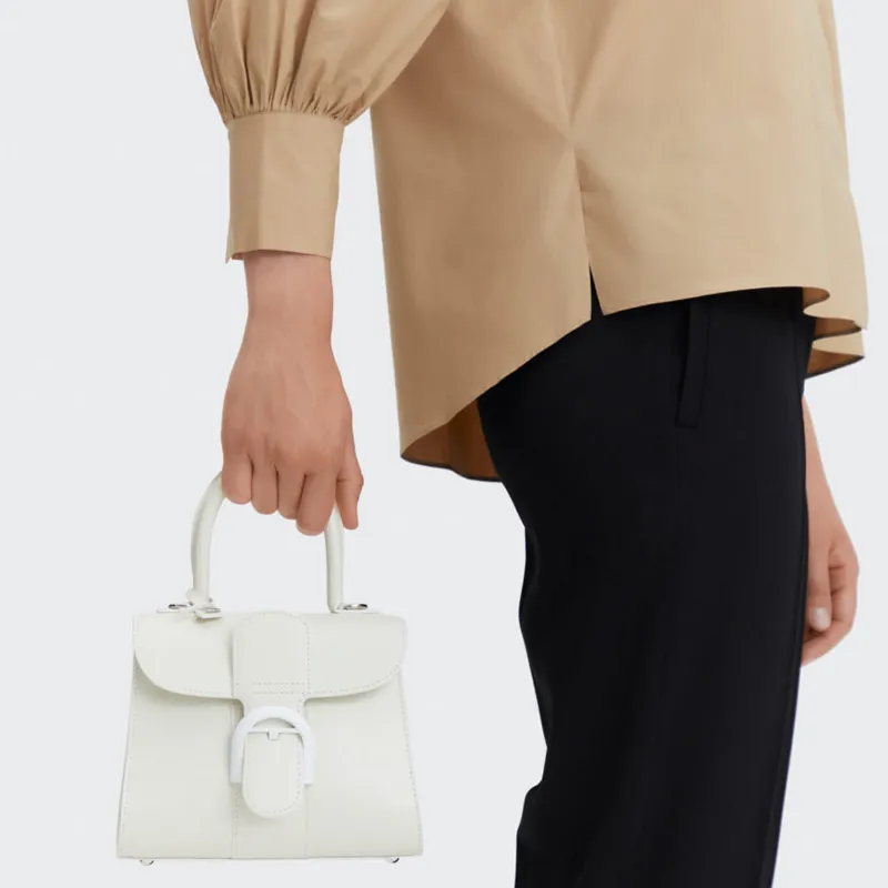 Delvau Cow Leather Shoulder Bag, Crossbody Bag, Handbag Mini Women's White-9
