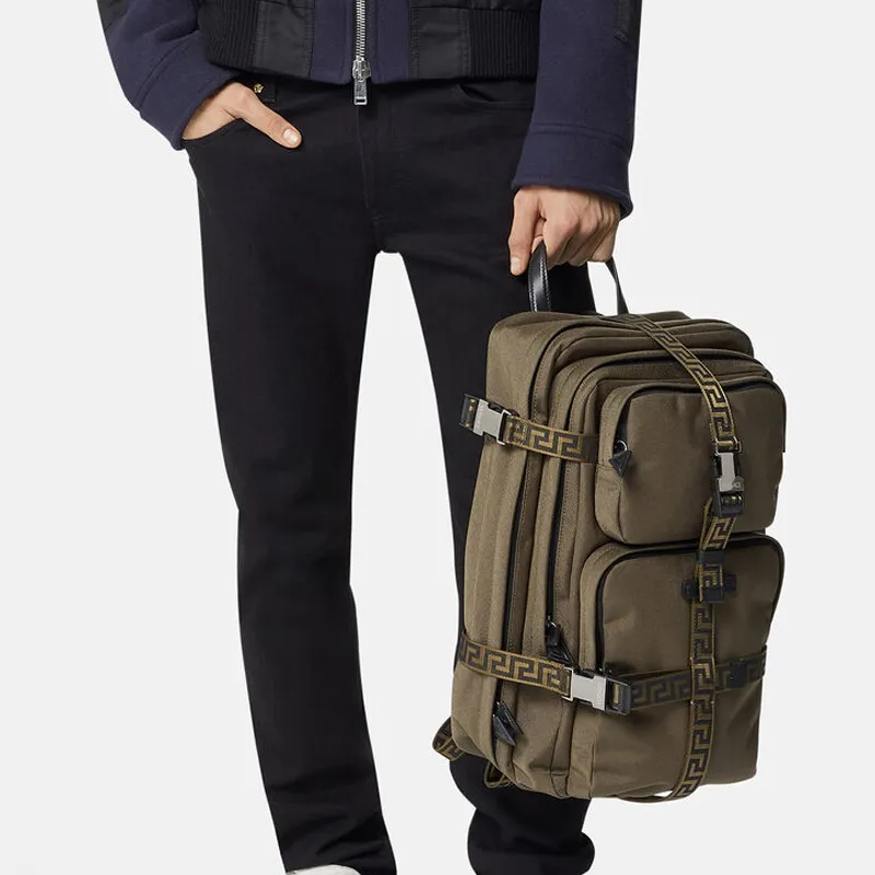 VERSACE VERSACE Nylon Fabric Backpack Men's Army Green-2