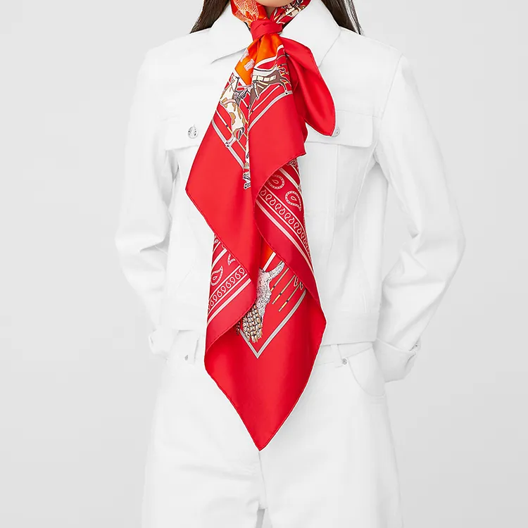HERMES Silk Scarves Women's Red-4