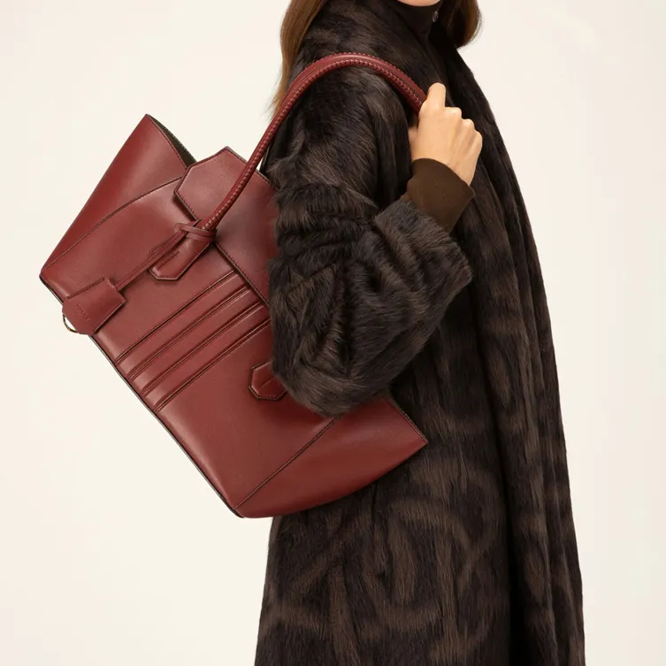 BALLY Leather Controller Bag Handbag Shoulder Bag Regular Women's Red-3