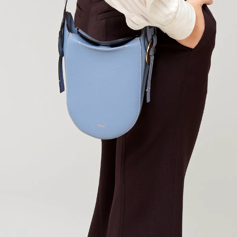 Chloe Chloé Bags Grain Bright Calfskin Crossbody Bag, Shoulder Bag Women's Light Blue-4