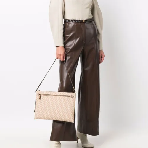 FENDI Wool Clutch Women's Beige