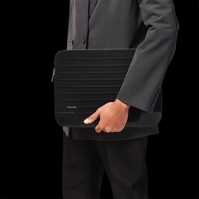 RIMOWA Never Still Canvas With Grain Leather Laptop Bag Clutch Briefcase Unisex Black-4