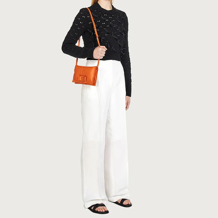 FERRAGAMO Calfskin Pillow Bag Shoulder Bag Crossbody Bag Mini Women's Orange-4