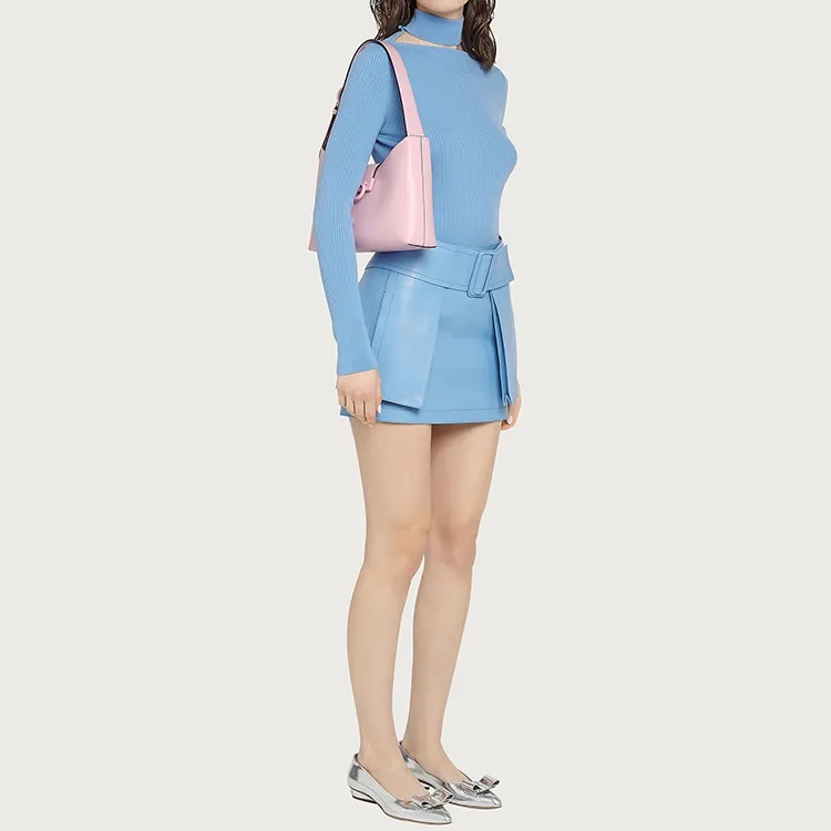 FERRAGAMO Trifolio Cow Leather Shoulder Bag, Shoulder Bag Women's Light Pink Red-4