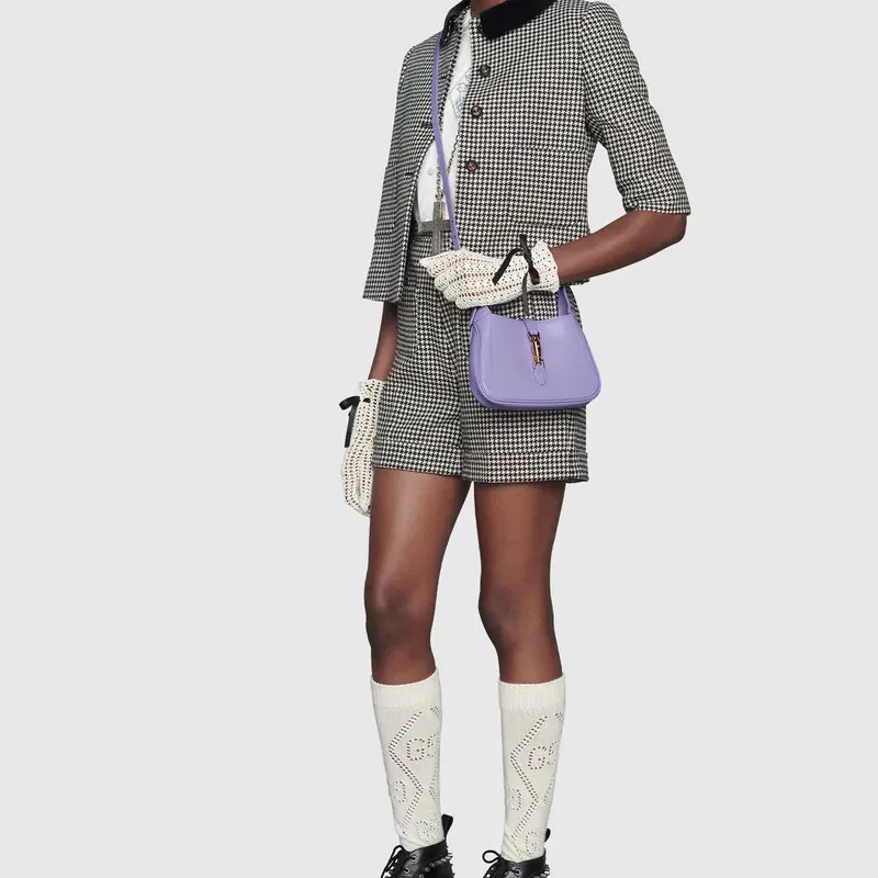 GUCCI Jackie 1961 Leather Crescent Shoulder Bag Shoulder Bag Crossbody Bag Mini Women's Light Purple-8