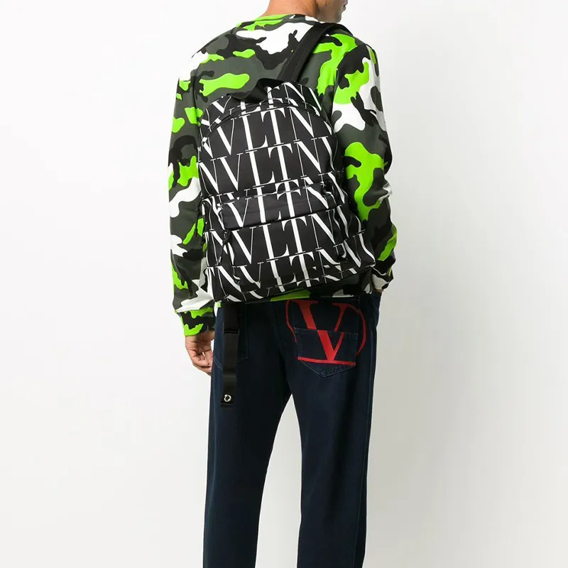 Valentino Fabric Backpack Unisex Black/White-4