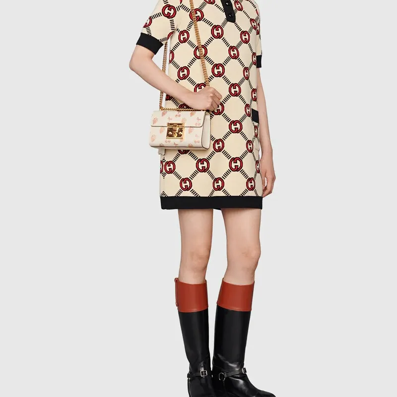 GUCCI Padlock Leather Box Bag, Lock Bag, Shoulder Bag, Crossbody Bag Small Size Women's White-7