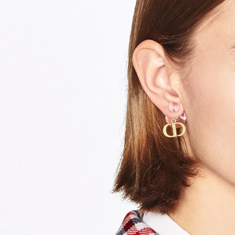 DIOR Metal Stud Earrings Women's-3