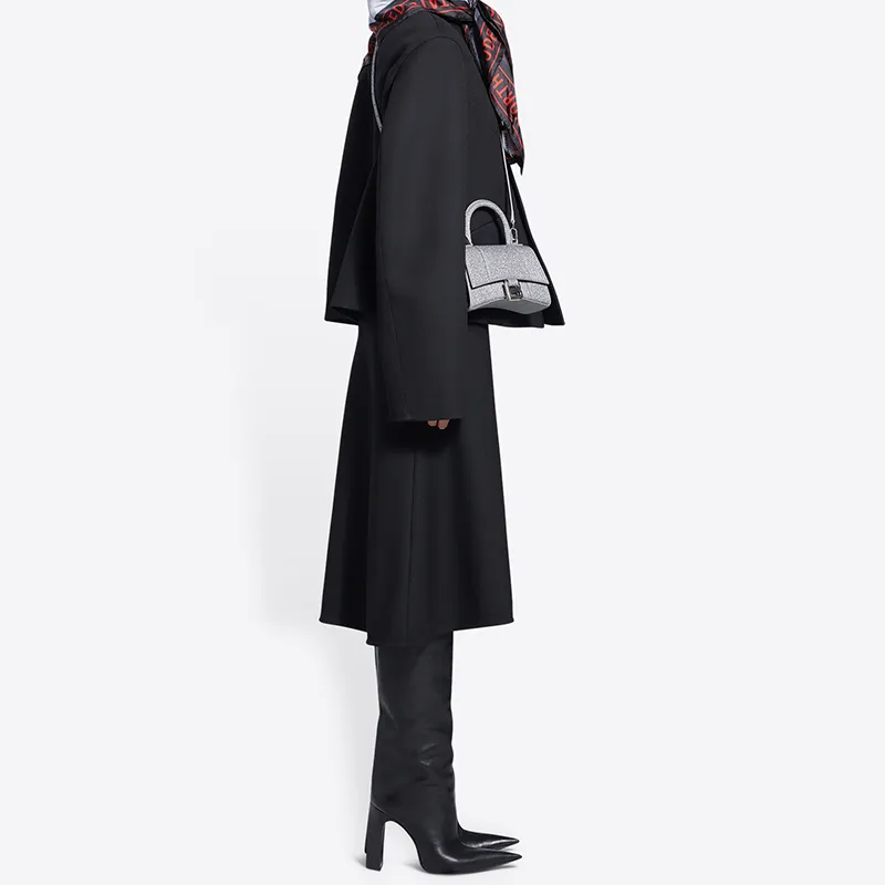 Balenciaga Hourglass Top Handle Bag Xs Sparking Material Gray-5