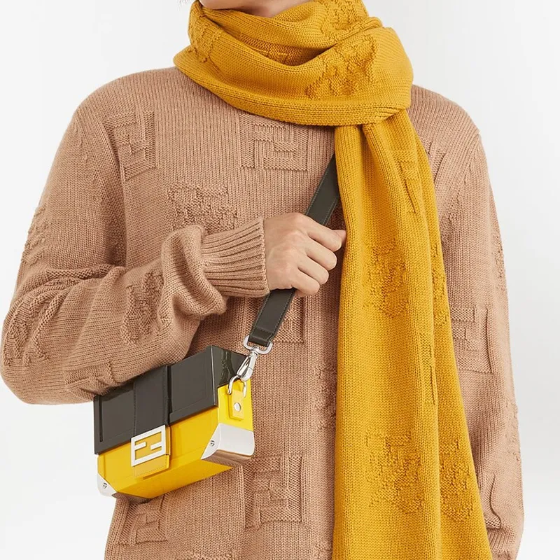 FENDI Knit Scarves Men Yellow-2