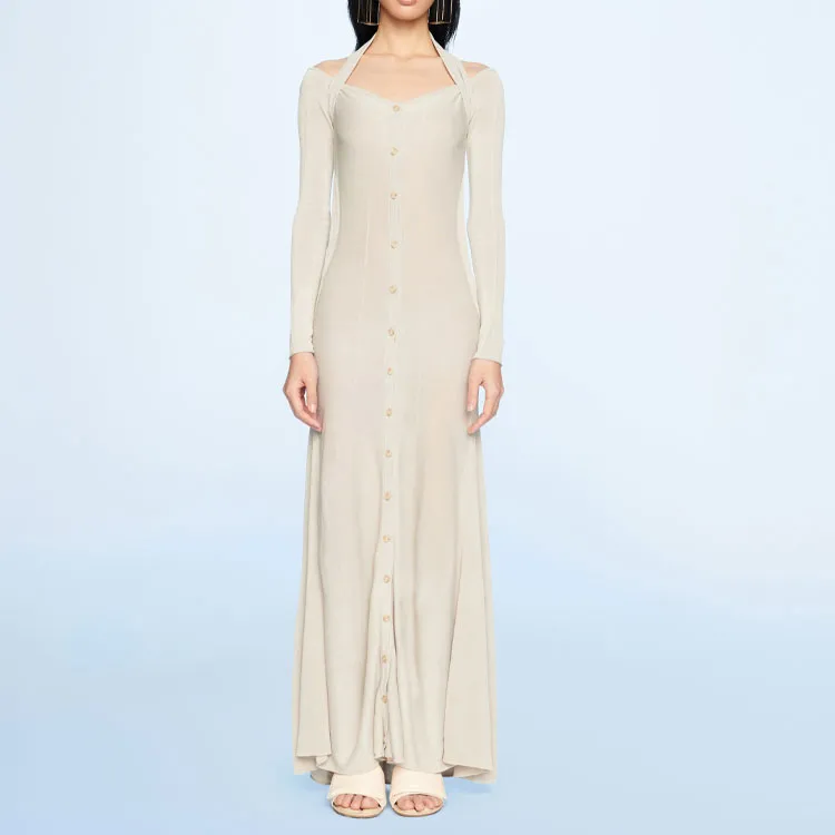 Jacquemus Long-Sleeved Dresses Women's Light Gray-1