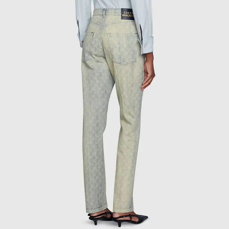 GUCCI Gg Jacquard Denim Straight leg Jeans-3