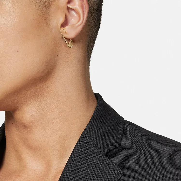 VERSACE Head Motif Safety Pin Detailed Earrings-1