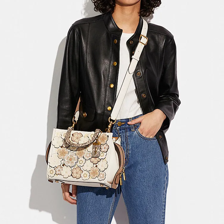 COACH Rogue Snake Leather Shoulder Bag, Crossbody Bag, Handbag Medium Size Women's White-3
