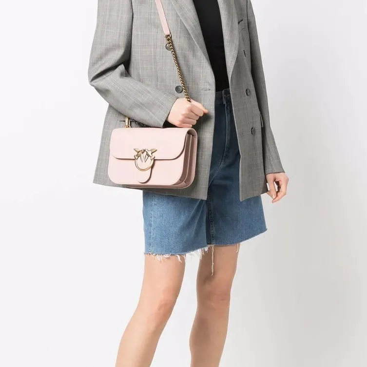 PINKO Bell Simply Series Sheepskin Shoulder Bag Crossbody Bag Women's Pink-5