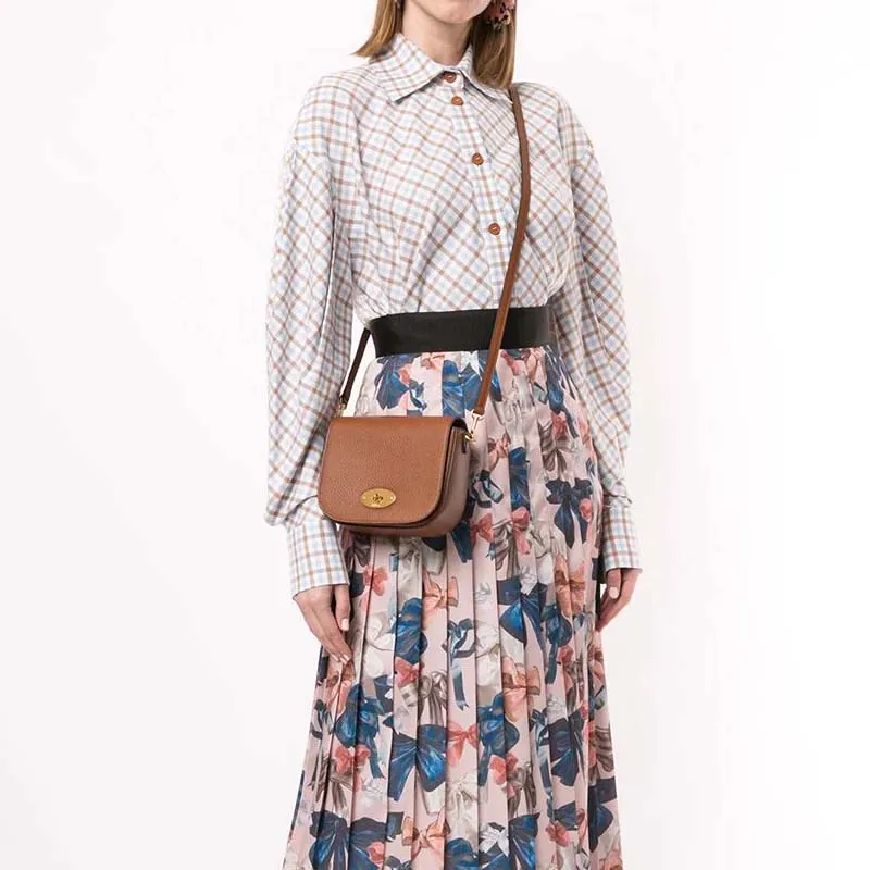 Mulberry Grain Cow Leather Crossbody Bags Shoulder Bags Women's Brown-2