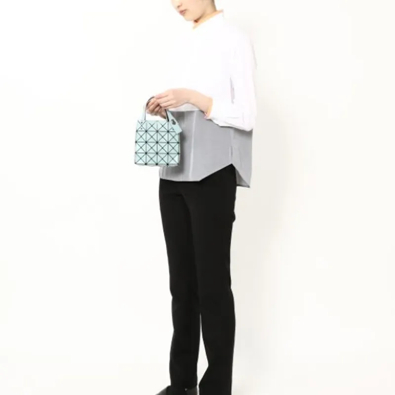ISSEY MIYAKE Lucent Boxy PVC Basket Bag, Small Square Box, One Shoulder Handbag Trumpets Women's Mint Green-2