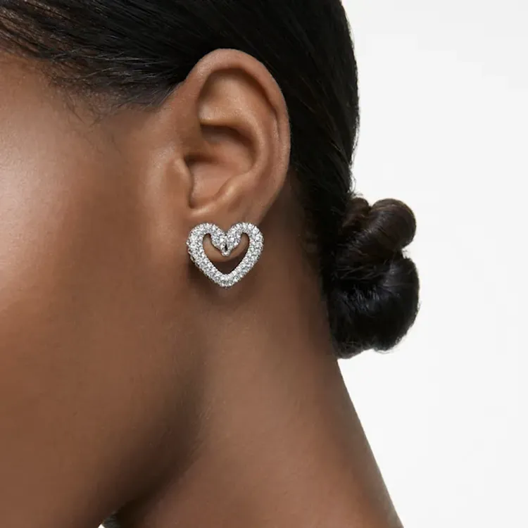 Swarovski Una Rhodium Plated Stud Earrings Women's-2