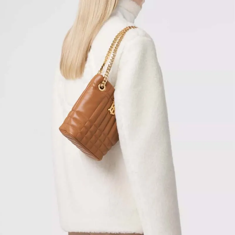 Burberry Lola Lola Bag Sheepskin Storage Bag Bucket Bag Shoulder Bag Crossbody Bag Handbag Mini Women's Maple Brown-8