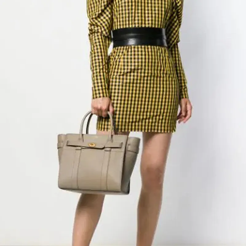 Mulberry Bayswater Marble Leather Crossbody Handbags Medium Size Women's Milk Tea Beige-4