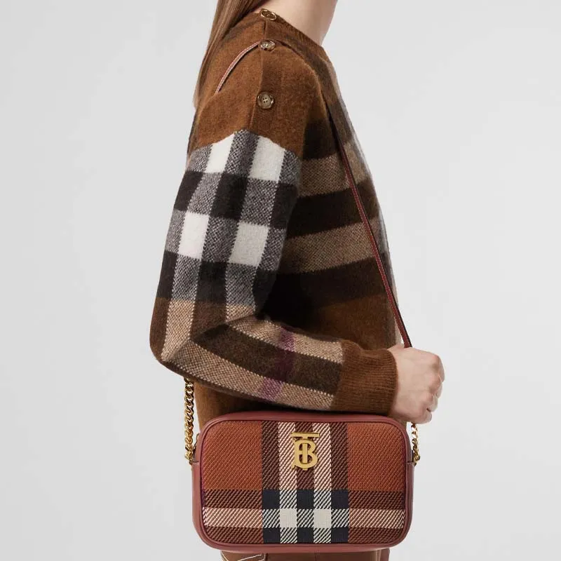 Burberry Lola Bag Wool Camera Bag, Crossbody Bag, Shoulder Bag Women's Birch Brown-7