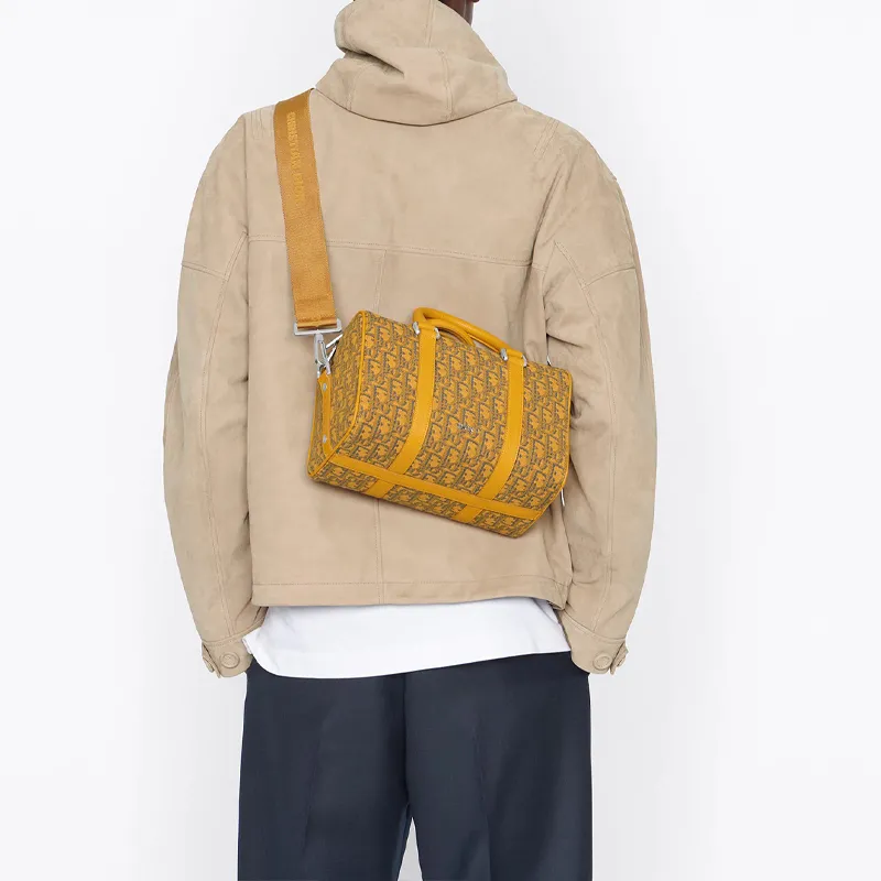 DIOR Lingot Cow Leather Saddle Bag, Travel Bag, Shoulder Bag, Crossbody Bag, Handbag Regular Men's Gold-5