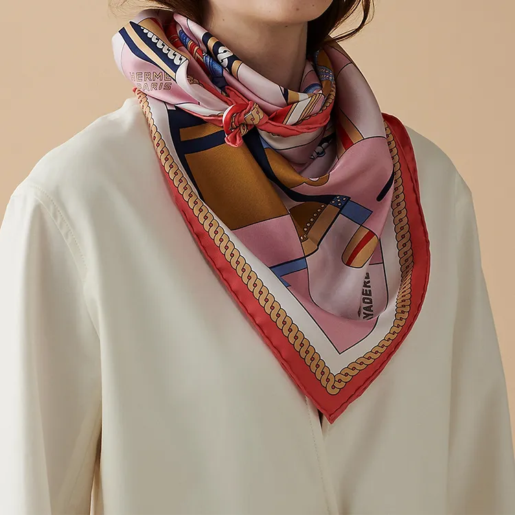 HERMES Silk Scarves Women's Vintage Pink-1