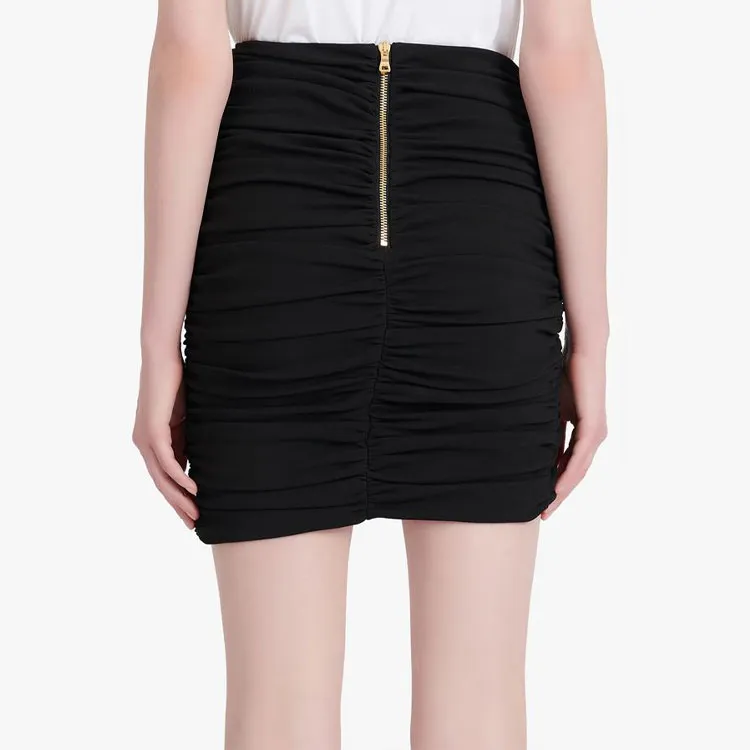 BALMAIN Asymmetric High Waist Gathered Skirt-6