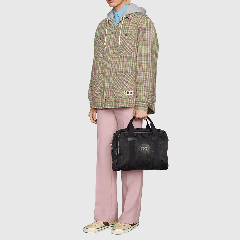GUCCI Off The Grid Nylon Briefcase, Portable Crossbody Bag, Shoulder Bag Men's Black-9