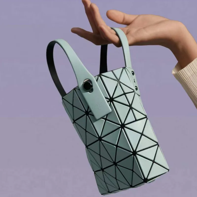 ISSEY MIYAKE Lucent Boxy PVC Basket Bag, Small Square Box, One Shoulder Handbag Trumpets Women's Mint Green-1