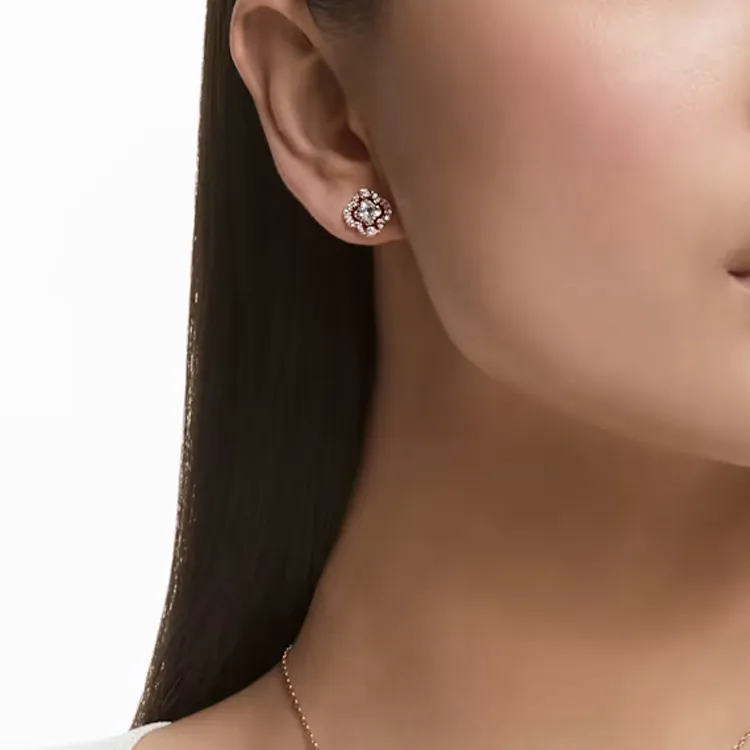 Swarovski Rose Gold Plated Necklace & Stud Earrings Set Women's-5