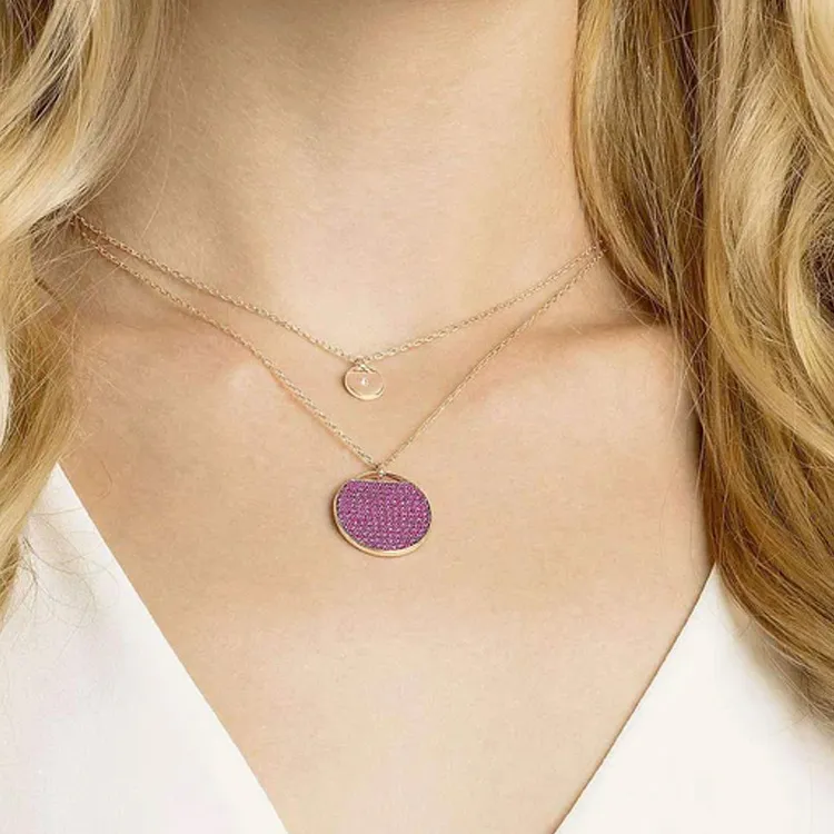 Swarovski Ginger Rose Gold Plated Necklaces Women's-2