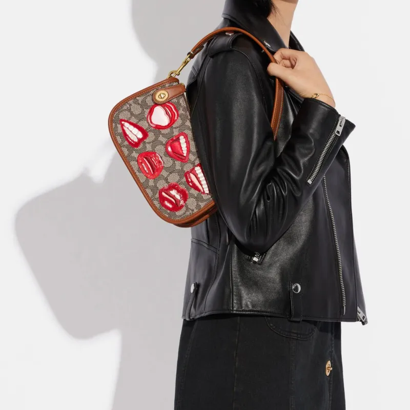 COACH Tom Wesselmann Collaboration With Leather Mahjong Bag Shoulder Bag Portable Crossbody Bag Women's Brown-3