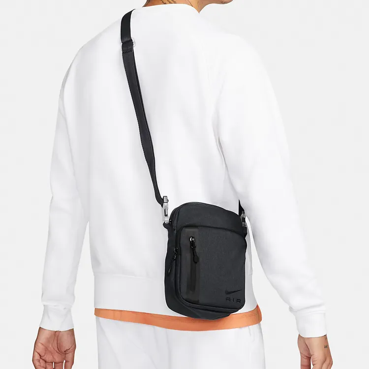 Nike Polyester Shoulder Bag, Crossbody Bag Regular Unisex Pure Black/Gray-5