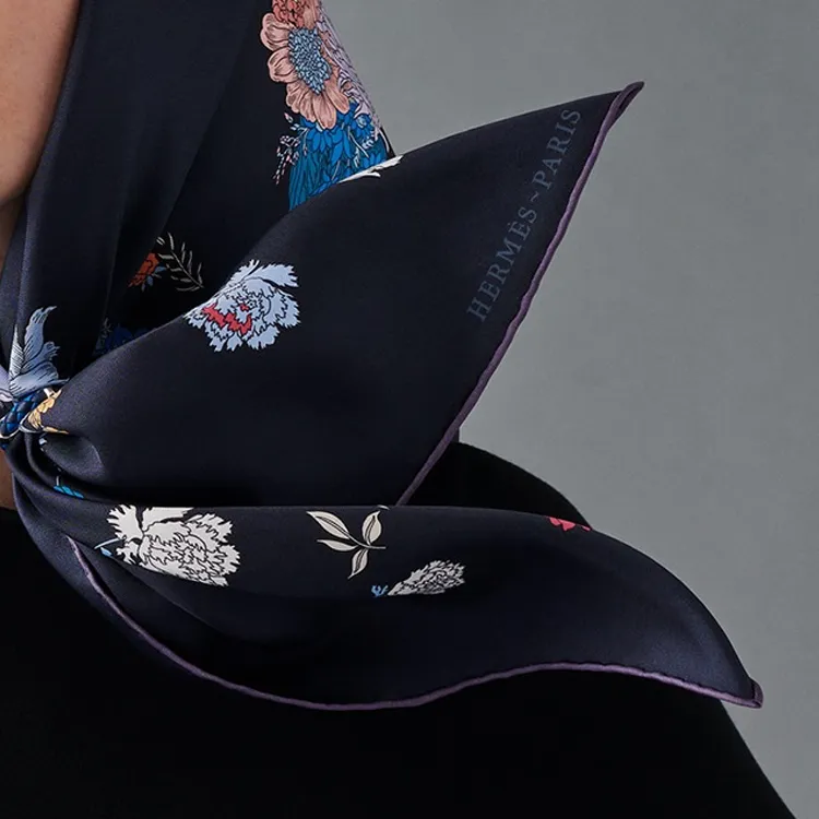 HERMES Silk Scarves Women's Blue-2