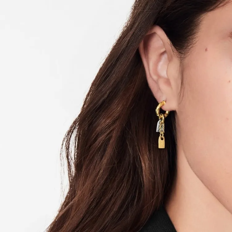 LOUIS VUITTON Precious Nanogram Tag Metal Earrings Women's-1
