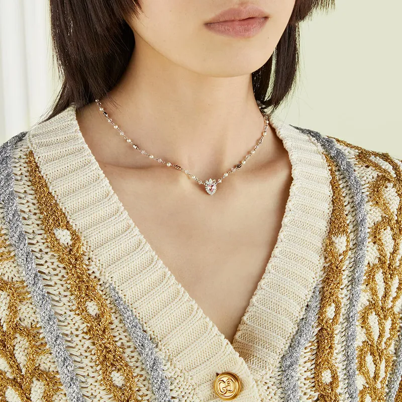 GUCCI Lovelight Series Resin Necklaces Women's Silver-4