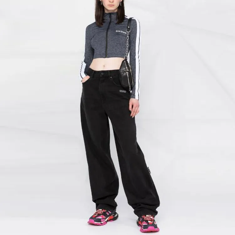 PALM ANGELS Training Long Sleeve Top 'Melange Grey'-1