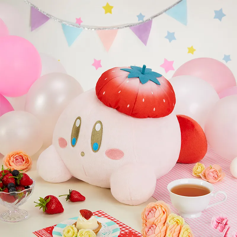 BANPRESTO Kirby Ichiban Kuji A Reward Strawberry Beret Kirby Dolls Plush Doll 26cm Height-1