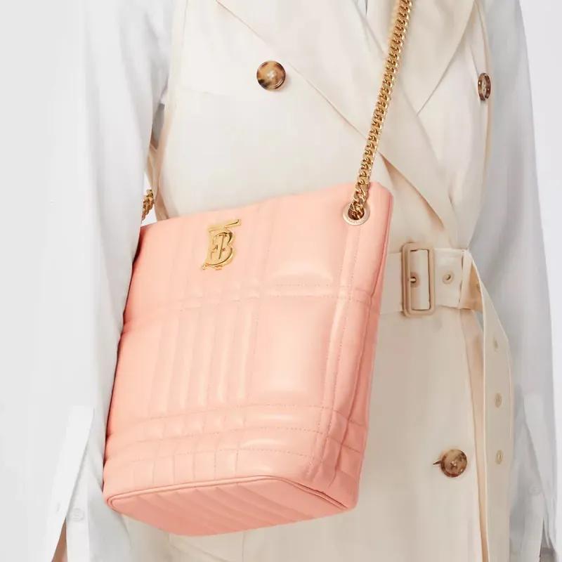 Burberry Lola Bag Sheepskin Crossbody Bag, Shoulder Bag Small Size Women's Peach Pink-5