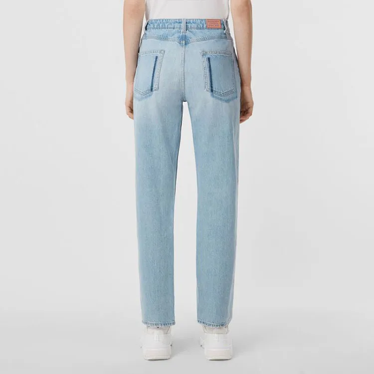 Burberry Pocket Detail Straight Leg Jeans Blue-2