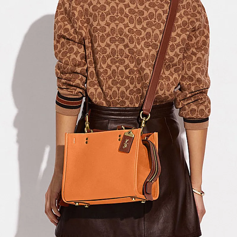 COACH Rogue Cow Leather Handbag Shoulder Bag Crossbody Bag Medium Size Women's Multicolor-4